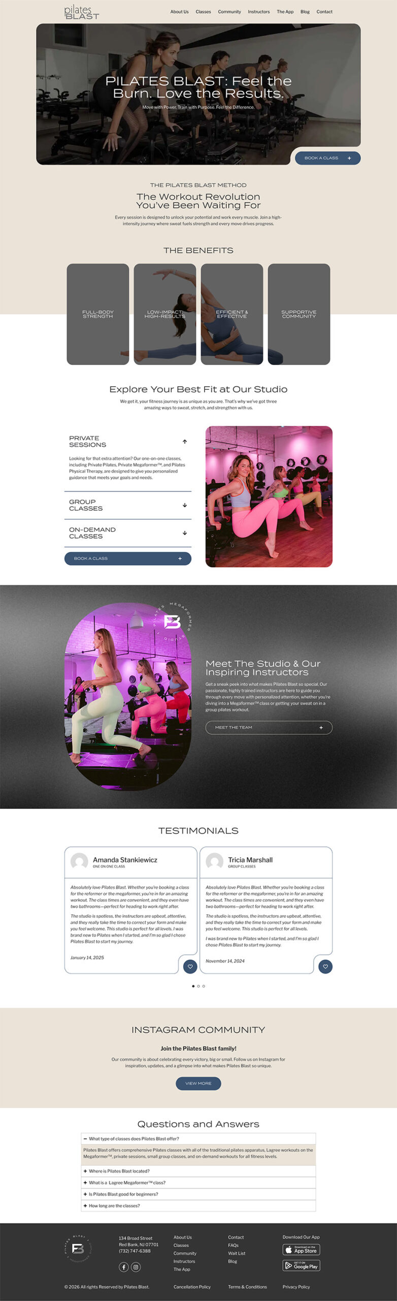 Pilates Blast website desing
